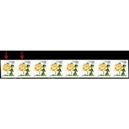 3054, Mint NH 32¢ - Misperforated Error Strip of 8 Stamps - Stuart Katz