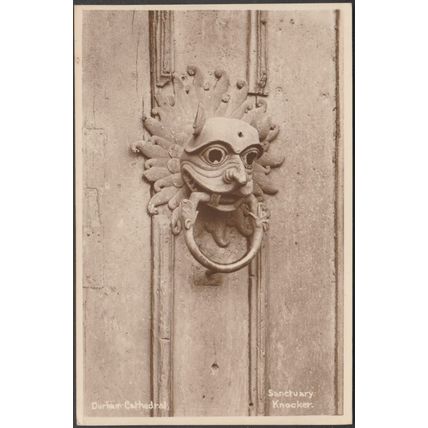 Sanctuary Knocker, Durham Cathedral, Durham, c.1920s - RP Postcard