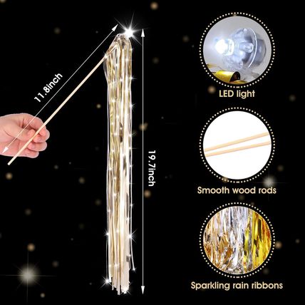 100 Pcs Wedding Wands Light up with LED Tinsel Wedding Streamers for Wedding Sen