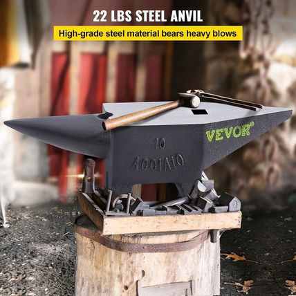 VEVOR Cast Steel Anvil, 22 Lbs(10Kg) Single Horn Anvil with Large Countertop and