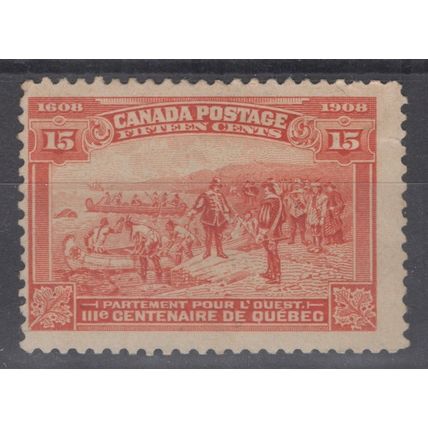 ZAYIX - 1908 Canada 102 MNG 15c red orange Quebec Tercentenary 060222S91