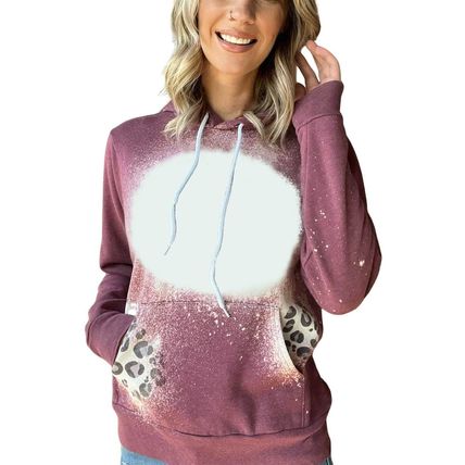 Leopard Tie Dye Print Kangaroo Pocket Pullover Hoodie
