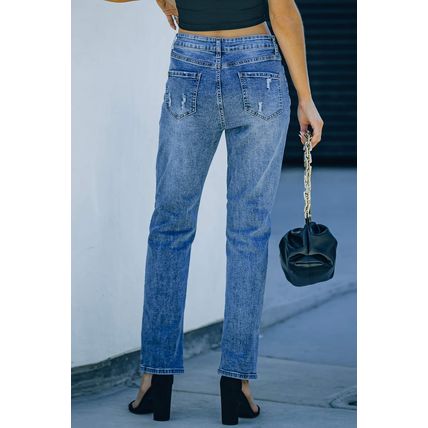 Sky Blue Ripped Pumpkin Patchwork Halloween Straight Jeans