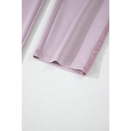 Orchid Petal Drawstring Waist Satin Stripe Patch Straight Leg High Waist Pants