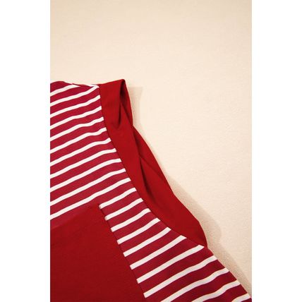Red Stripe Chest Pocket Patch Round Neck Tank Top