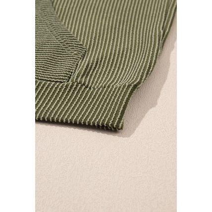 Jungle Green Twisted Rib Texture Solid Hoodie