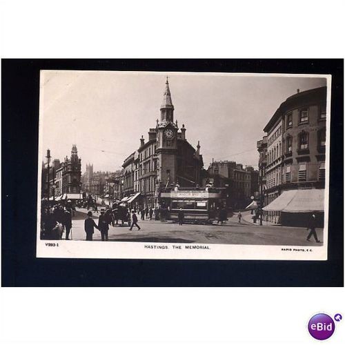 Sussex HASTINGS Memorial/Tram Postcard by Rapid V293-1