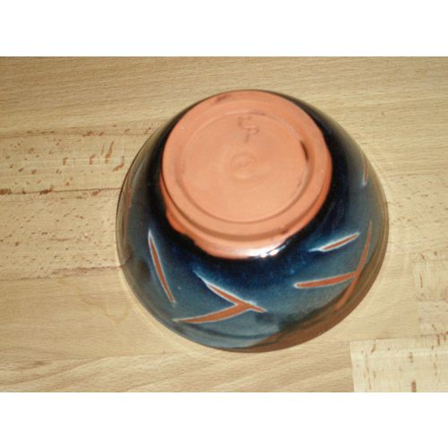 Blue / Brown Glazed Studio Pottery Bowl - Marked