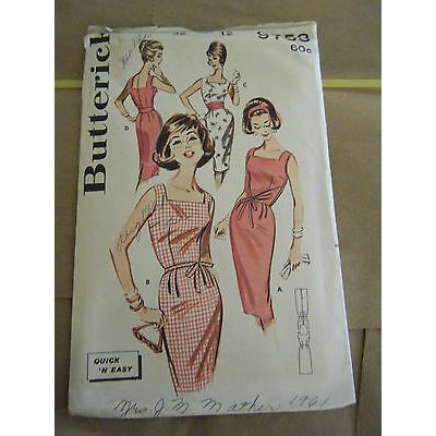 Vintage 1960's Butterick 9753 Misses Dress Pattern - Size 12 Bust 32