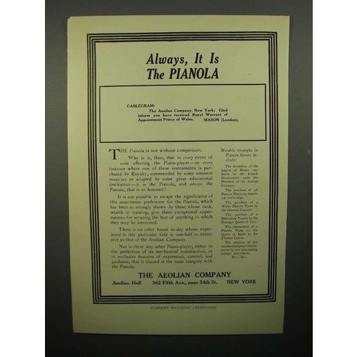 1908 Aeolian Pianola Piano Ad - Always