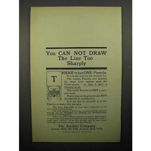 1908 Aeolian Pianola Piano Ad - Draw The Line