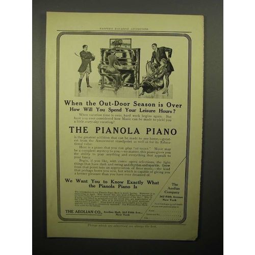 1908 Aeolian Pianola Piano Ad - Leisure Hours