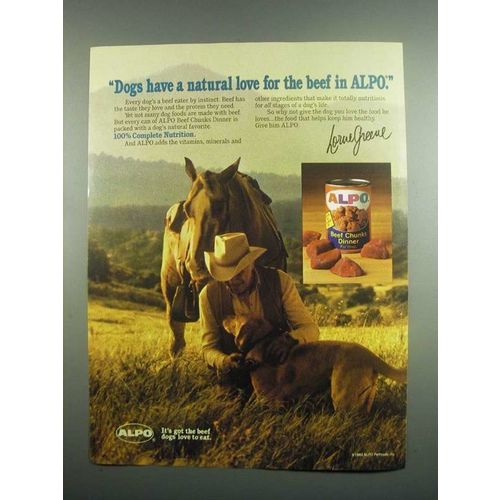 1984 Alpo Beef Chunks Dinner Dog Food Ad - Lorne Greene