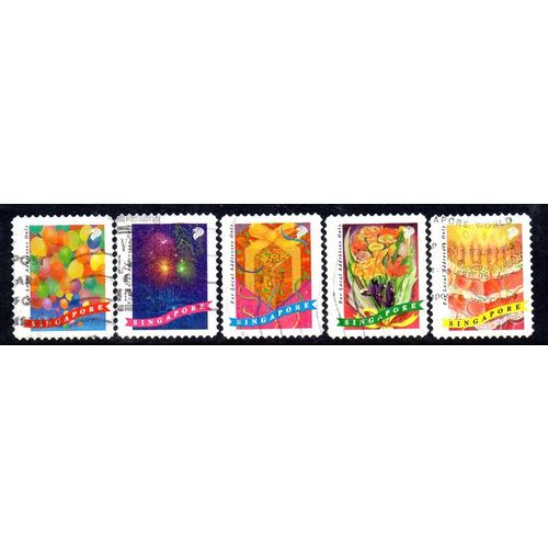 Singapore 1994 self-adhesive Greetings stamps set of 5, used, SG 775/9