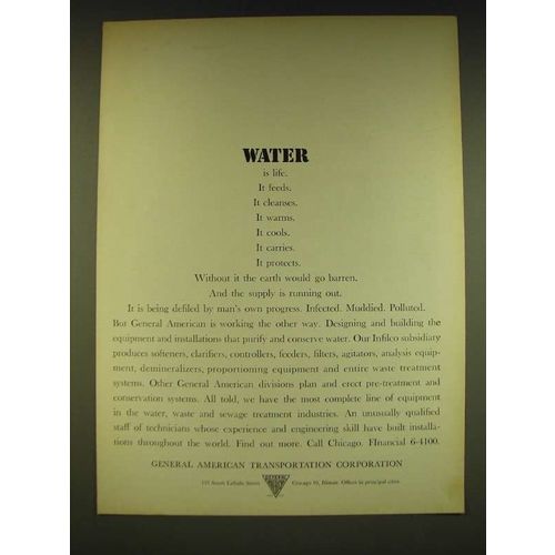 1962 General American Transportation Corporation Ad - Water is life. It feeds.