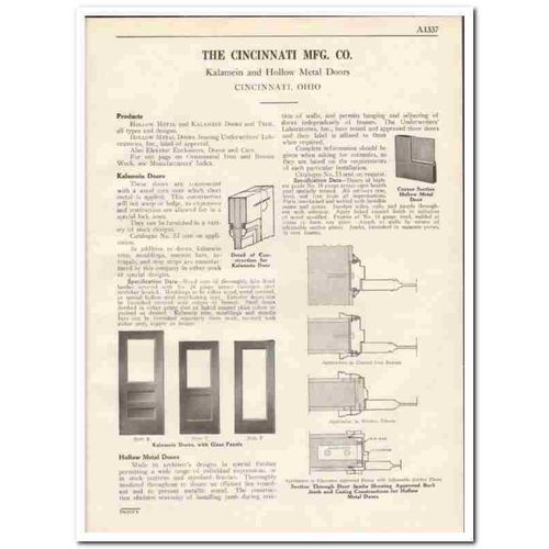CINCINNATI MFG COMPANY 1931 Kalamein hollow metal door vintage catalog