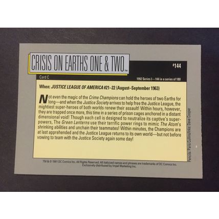 DC Cosmic Cards trading card #144-Crisis On Earths 1&2, excellent condition!