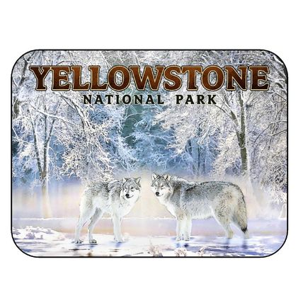 Yellowstone National Park Winter Scene with Wolves Fridge Magnet