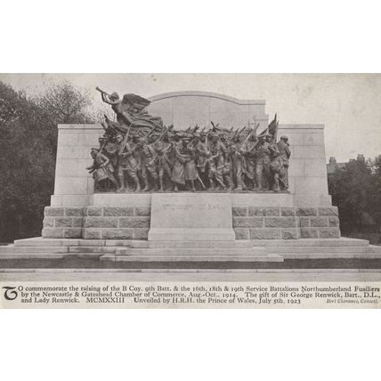 Unveiling WW1 Northumberland Fusiliers Military Monument Old Postcard
