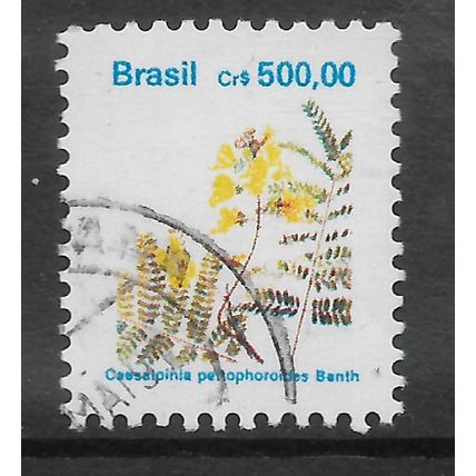 BRAZIL 1991 FLOWERS 500CR CAESALPINIA PELTOPHOROIDES FINE USED#