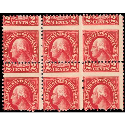 634, Mint NH 2¢ Perfs Shifted Freak Error Block of Six ** Stuart Katz