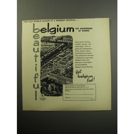 1957 Belgium Tourism Ad - For old world charm in a modern setting