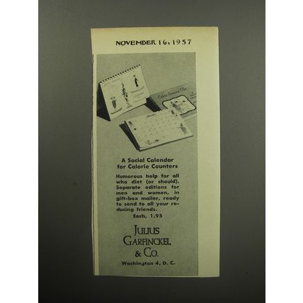 1957 Julius Garfinckel & Co. Calendar Advertisement