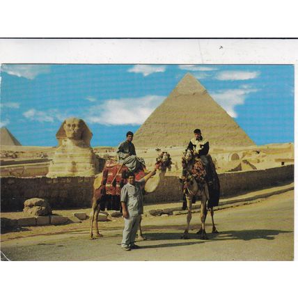 Giza Pyramids Egypt Postcard posted 2005 creased