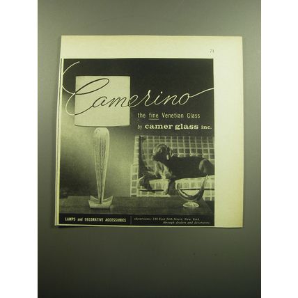 1958 Camer Glass Camerino Lamps and Decorative Accessories Advertisement