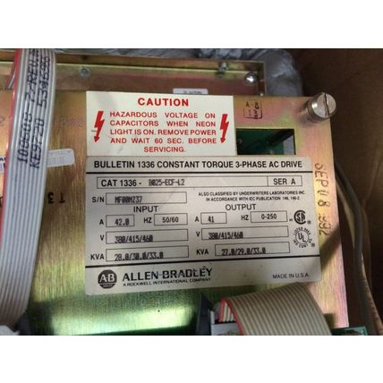 ALLEN BRADLEY 1336-B025-ECF-L2 AC DRIVE,3-PH,460 V,33 KVA 1336-B025EDFL2,BQ
