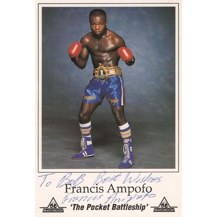 Francis Ampofo Boxing Champion Double Hand Signed Photo