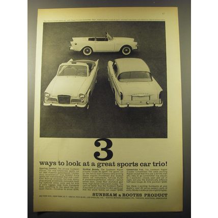 1960 Rootes Sunbeam Alpine, Rapier Coupe de Sport and Rapier Convertible Ad