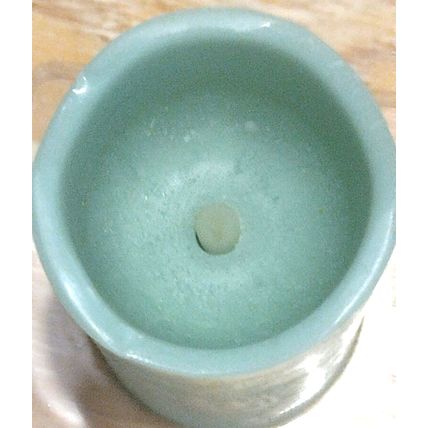 Mikasa Home Accents B/O Pillar Candle 3x6 Mint Green & Iced Lambs Ear Greenery