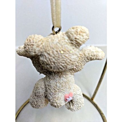Holiday Bearies/Snow Bearies Christmas White Bear w/Bell Tree Ornament 2 Inches