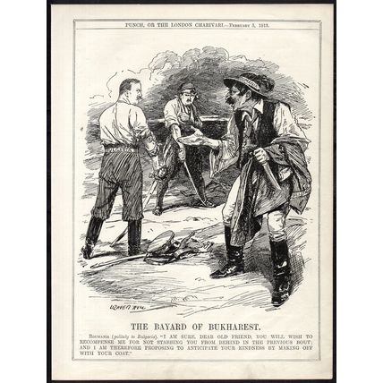 BAYARD OF BUKHAREST 1913 Leonard Raven-Hill - Balkan Wars PUNCH CARTOON PAGE