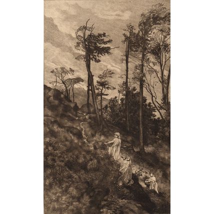 BLACKBERRY GATHERERS 1914 F. Regamey - George Hemming Mason ANTIQUE ETCHING