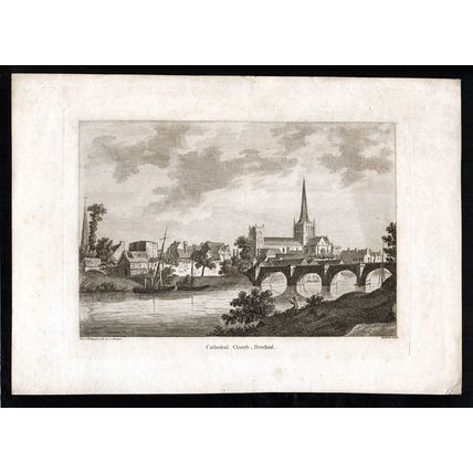 CATHEDRAL CHURCH, HEREFORD 1784 Samuel Sparrow - Wye Bridge ENGRAVING