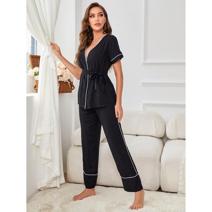 sleeping bathrobe home suit Pajama women's cardigan short sleeved