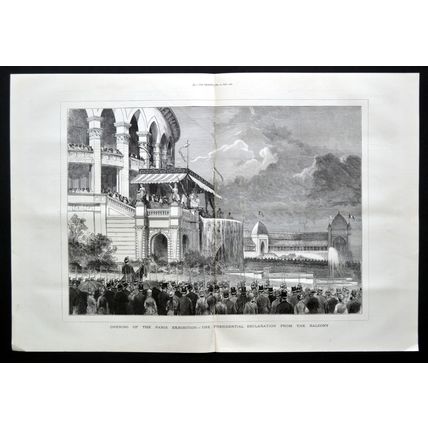OPENING OF THE PARIS EXHIBITION 1878 Exposition Universelle VICTORIAN ENGRAVING