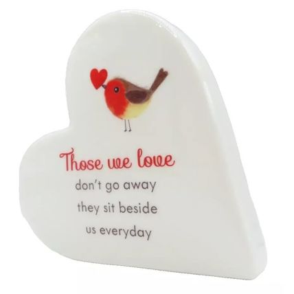 Heart Shaped Ornament with Verse & Robin Detail 9 CM Home Decor Gift Grief