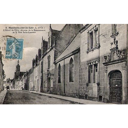 41 - Montoire-sur-le-loir - l'hôtel de ville et la rue saint-laurent