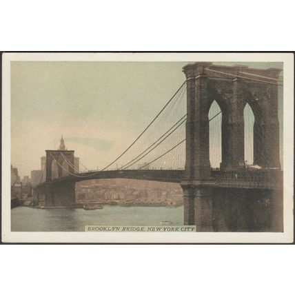 Brooklyn Bridge, New York City, c.1930s - Lumitone Postcard