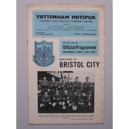 TOTTENHAM HOTSPUR v BRISTOL CITY FA Cup 5th Round 11/03/1967