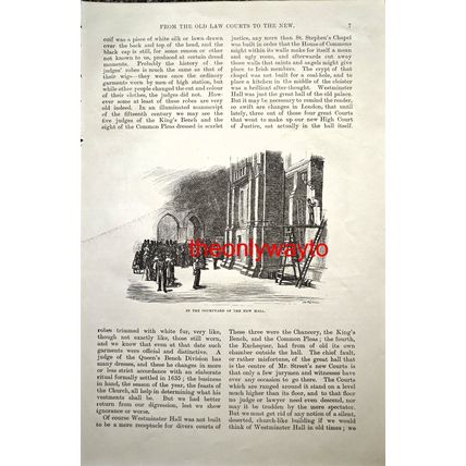 Courtyard Of New Hall Law Courts, London, Book Illustration (Print), 1884
