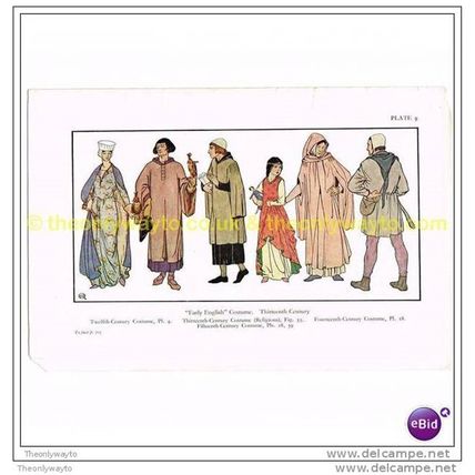 13thC 'EARLY ENGLISH' COSTUME, c1939, Book Illustration