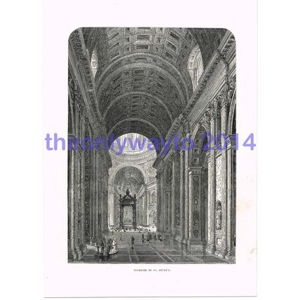 Interior of St Peters, Rome, Italy, Book Illustration (Print), c1891