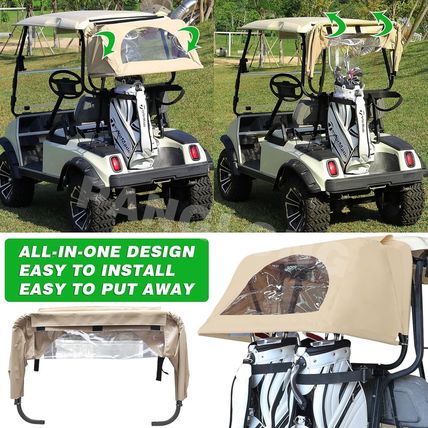 Universal Golf Cart Rear Bag Rain Cover with Bracket Kit (Beige), Suitable for C