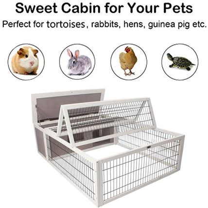Tortoise House Habitat Wooden, Chicken Coop with Run Rabbit Hutch Small Animal H