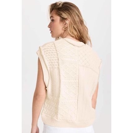 Beige Cable Knit Dolman Armholes Sweater Tank