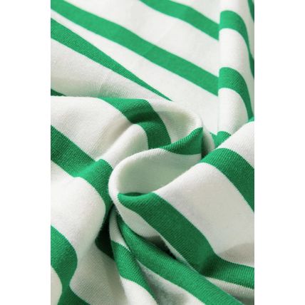 Bright Green Striped Contrast Edge Long Sleeve Top